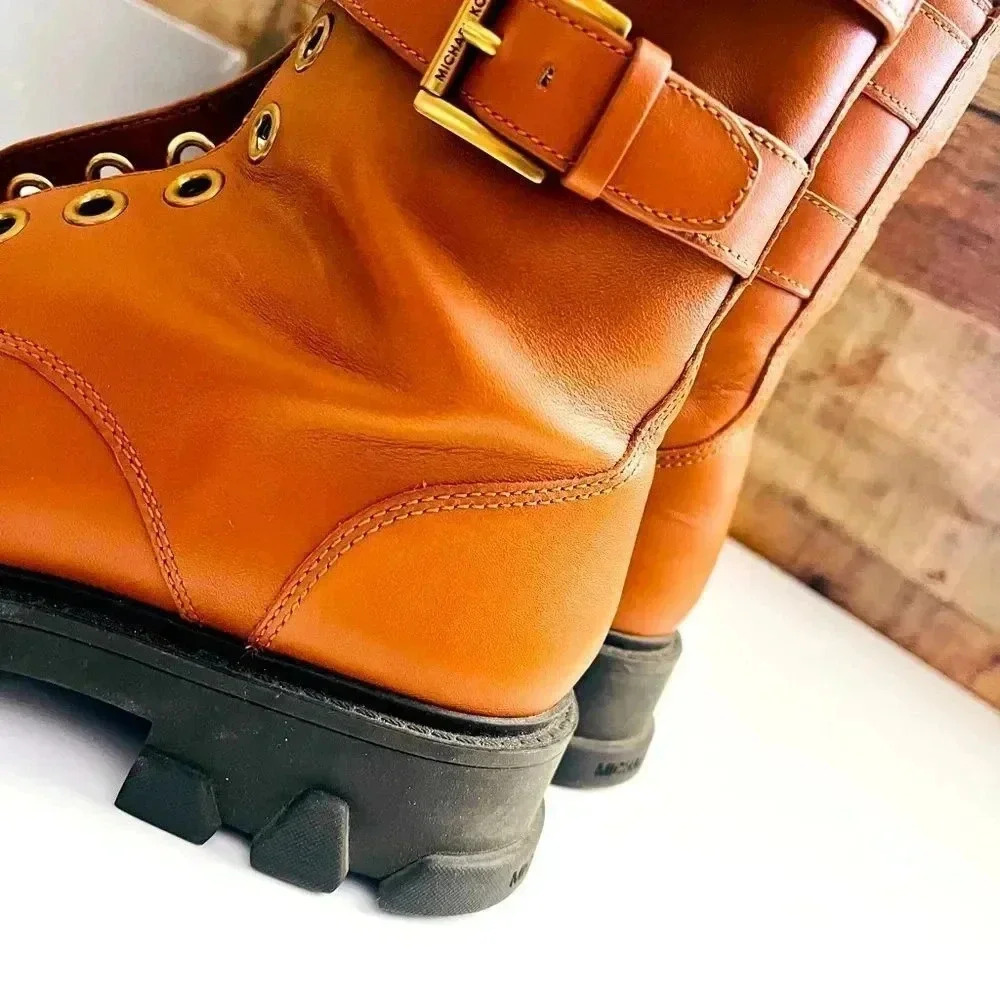 Micheal Kors Ridley Leather Combat Boots - Picture 7 of 13